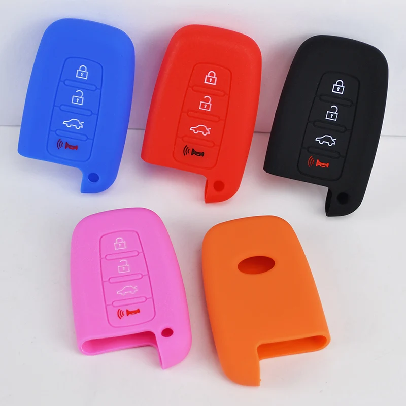 4 Button Silicone Key Cover Case Fit For Kia Sportage Soul Sorento Forte Rio k5 Optima Hyundai Elantra Sonata Veloster Genesis