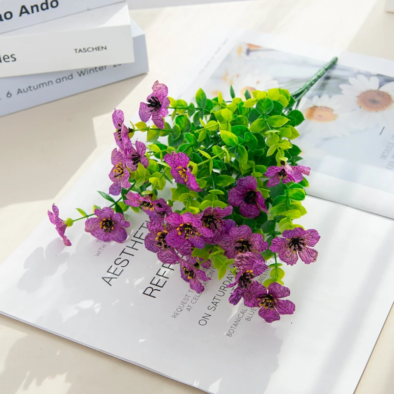 Kunstbloem Plant Eucalyptus Violet Bruiloft Kerst Decor Huis Vaas Tuin Binnenplaats Bonsai Festival Feest Diy