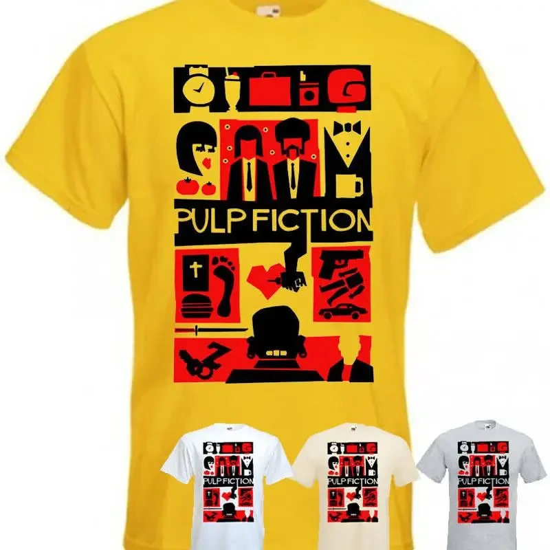 pulp-fiction-v32-camiseta-quentin-tarantino-branco-amarelo-laranja-todos-os-tamanhos-s-5xl