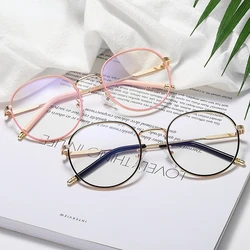 Metal Round Anti Blue Light Glasses Women Men Classic Square Eyeglasses Frames Transparent Computer Glasses Oculos Feminino