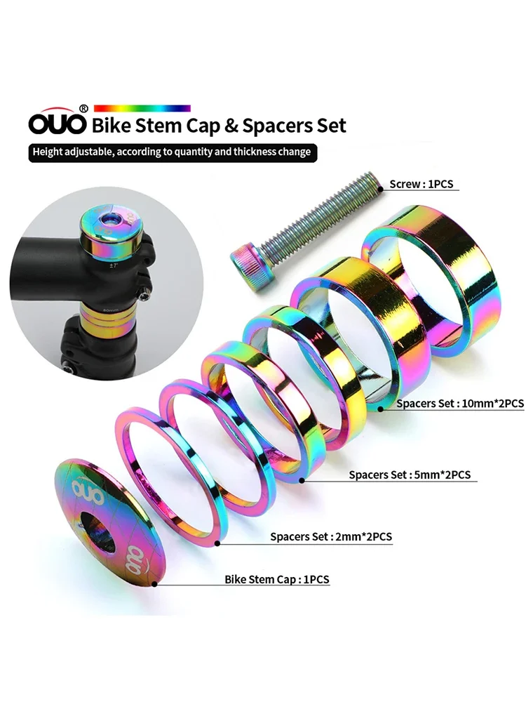 AliExpress NONE OUO MTB Bicycle Stem Top Cap Headset Cover Spacers Kit Front Fork Ring Spacer