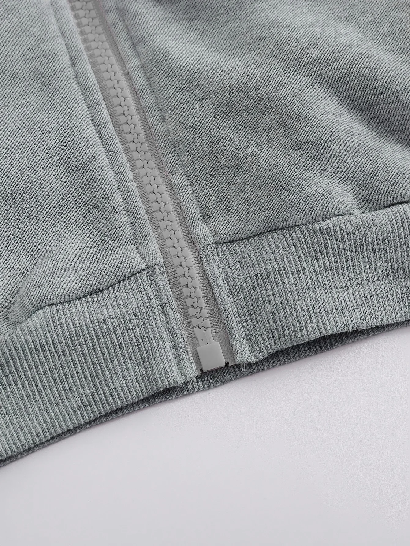 Mädchen 2-teiliges Sport-Casual-Set (Frühling/Herbst): Jacke in Melange-Grau mit Reißverschluss + lässige Hose mit weitem Bein und mittiger Naht – Detail 4