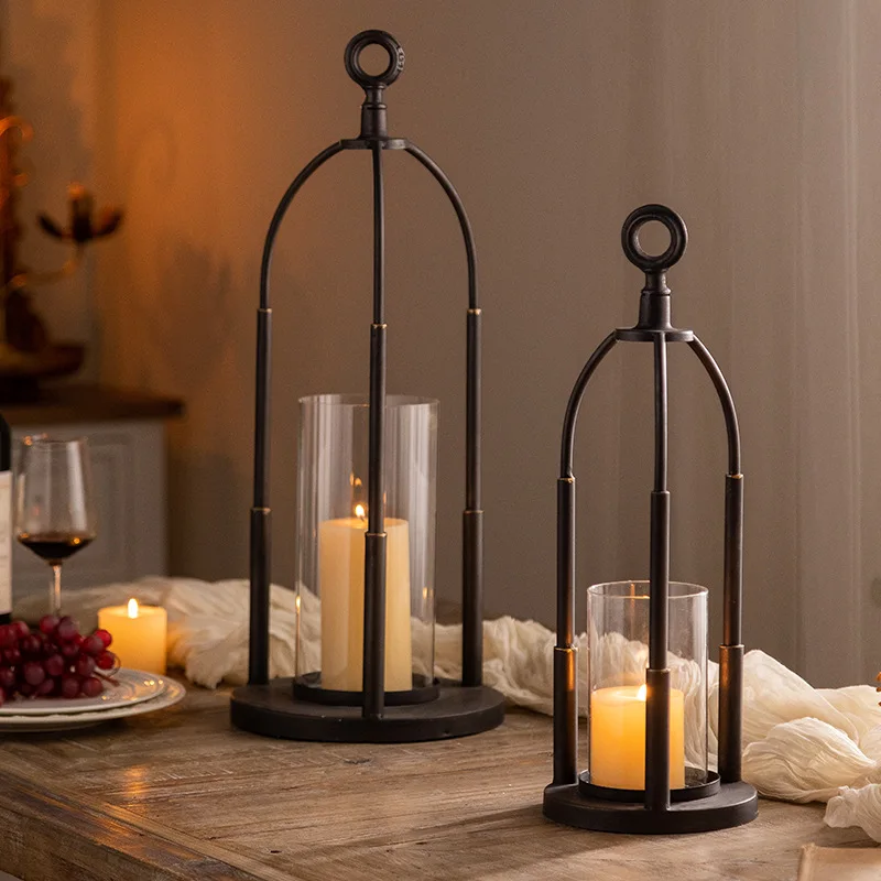 

American retro old candlestick ornament Nordic romantic candlelight dinner props coffee shop restaurant wrought iron decoration