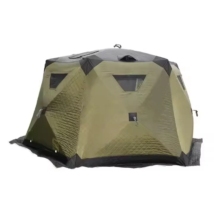 Extra Large Pop up Hexagonal Thickening Instlated 5-6 People Hiking Sauna Ice Fishing Tent