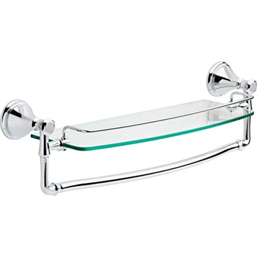 

Bathroom Shelf with Towel Bar Glass Shelf Classic Decor 20 lb Capacity Storage and Organization Cassidy Accessories