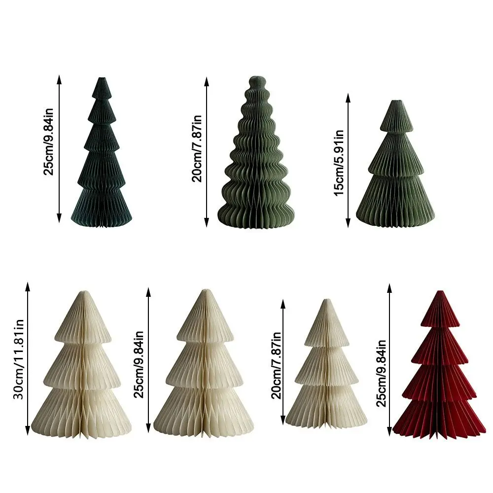 15/20/25/30cm Origami Christmas Tree Ornament Scene Props Atmosphere Decoration Mini Christmas Tree Santa Claus