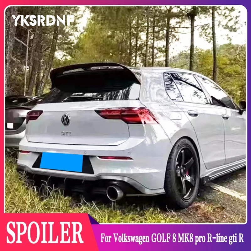 For Volkswagen GOLF 8 MK8 pro R-line gti R Spoiler ABS Black/CARBON COLOR/BLACK WITH WHITE With White Car Rear Wing Spoiler