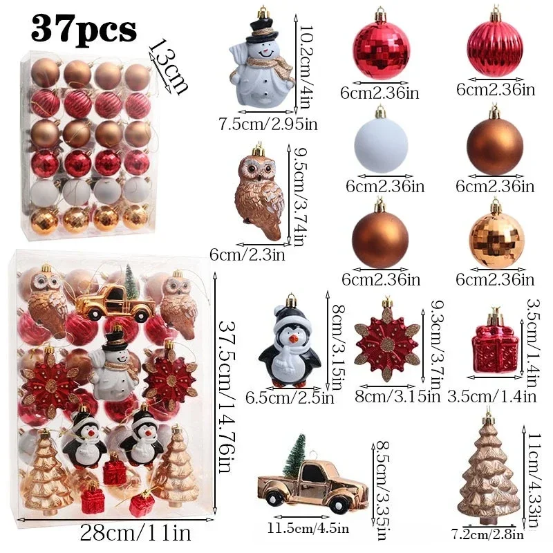 37/39/44pcs Donut Christmas Ball Cute Cartoon Christmas Tree Hanging Pendants Printed Special-shaped Christmas Spheres 2026 New