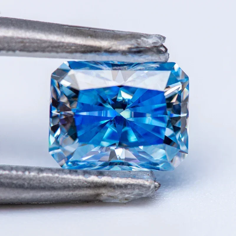NEW Moissanite Stone Ice Blue Color Radiant Cut Gemstone Lab Grown Diamond for Charms Woman Diy Jewelry Making with Certific
