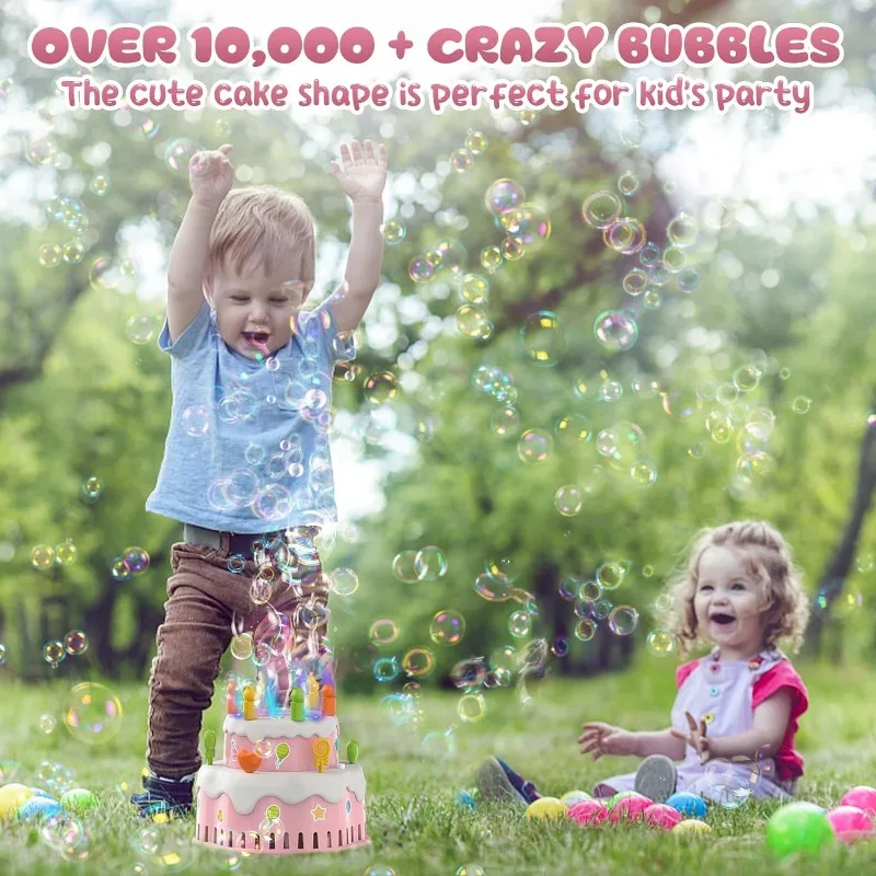 Verjaardagstaart Bubble Machine voor kinderen Automatische blazer per minuut/licht/muziek Zomer Bubble Maker Speelgoed