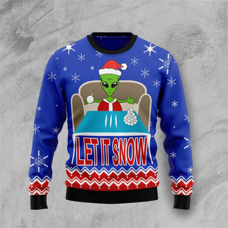 Picture 6: Funny Alien UFO Ugly Christmas Sweater For Men Women Happy New Year Hoodies Tops 2026  Holiday Party Oversized Sweatshirts