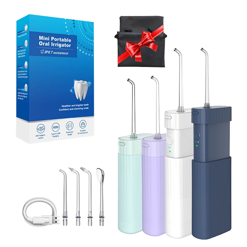 

Oral Irrigator Portable Dental Water Flosser USB Rechargeable Water Jet Floss Tooth Pick 4 Jet Tip 140ml 3 Modes IPX7 1600rpm