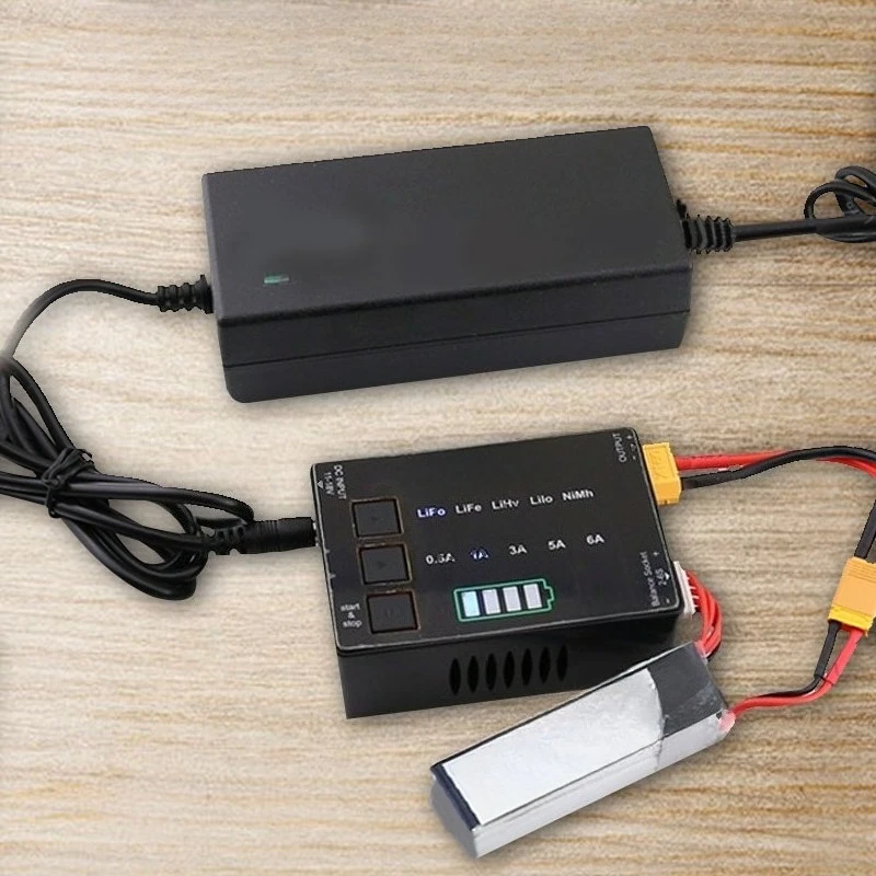 

80W 6A Mini Smart Battery Charger For 1-6s LiFe LiHv Lilon Lipo Battery 1-15s Nimh Balance RC Charger Car Model Toys