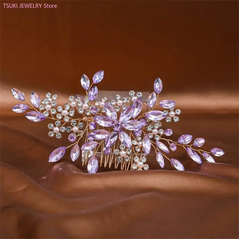 

62KE Shimmering Wedding Hair Comb with Sparkling Rhinestones Hair Styling Accessories