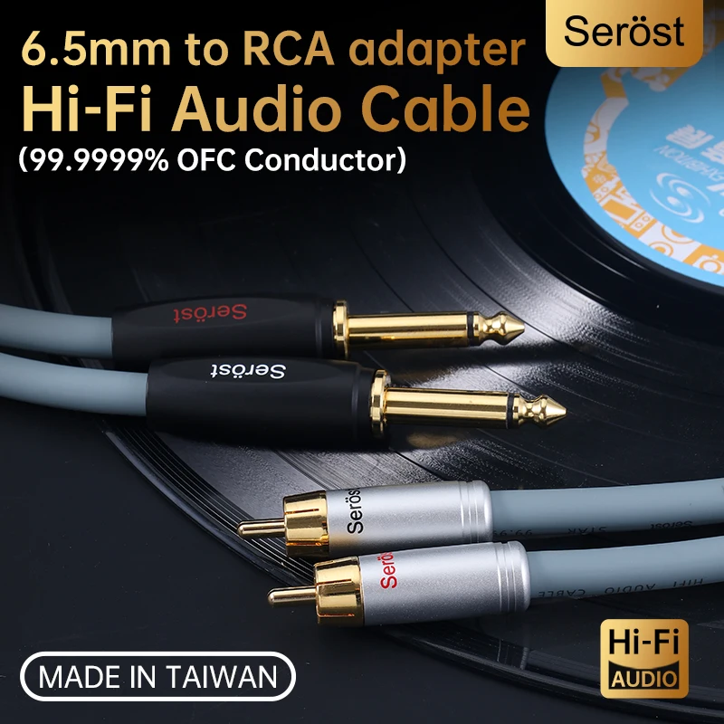 

Serost HiFi Oxygen-Free Copper OFC Audio Cable 6.5mm trs to rca Jack Male to Male for Speaker Amplifier Mixer Electronic Guitar