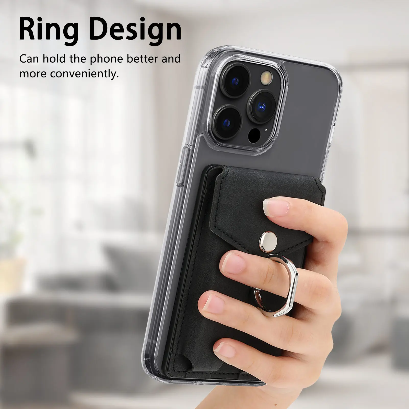 1 قطعة الهاتف المحمول البنصر مشبك حامل المحفظة تصميم حافظة للبطاقات سعة بطاقة متعددة قبضة آمنة وظيفة حامل