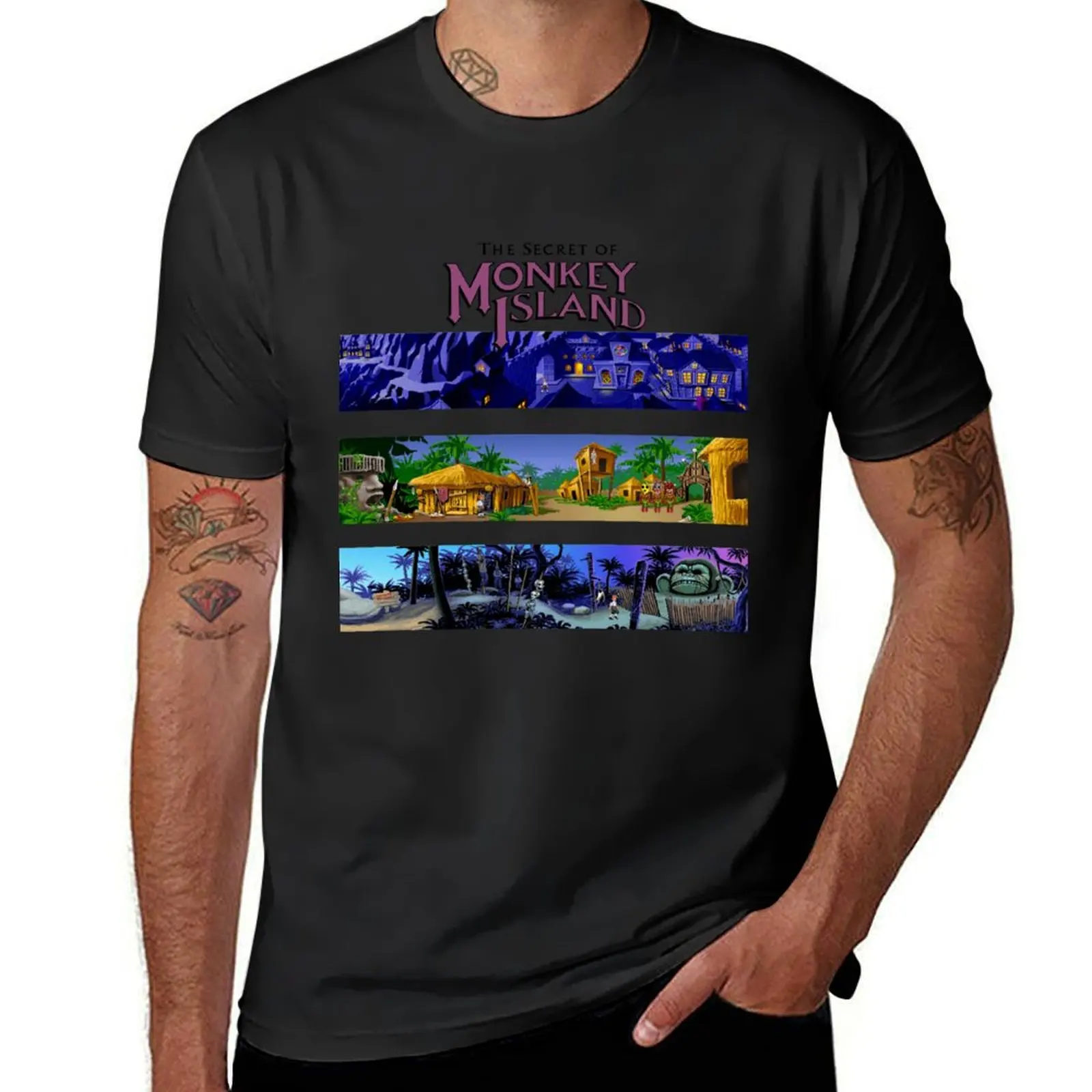 The secret of Monkey Island Backgrounds T-Shirt funnys heavyweights summer top mens plain t shirts