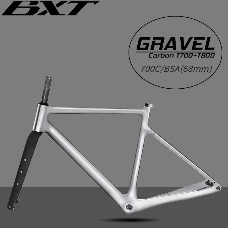 BXT Full Carbon Gravel Bike Frame Internal Cable Fully Hidden Cable Gravel Bicycle Frameset Road Bikedisc Brake