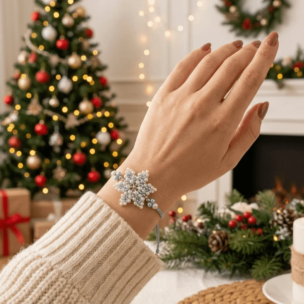 Festive Handmade DIY Bracelet Making Kit Elk Snowman Hand Jewelry Craft Set Gift Box Bead Christmas Bracelet Kit Holiday Gift