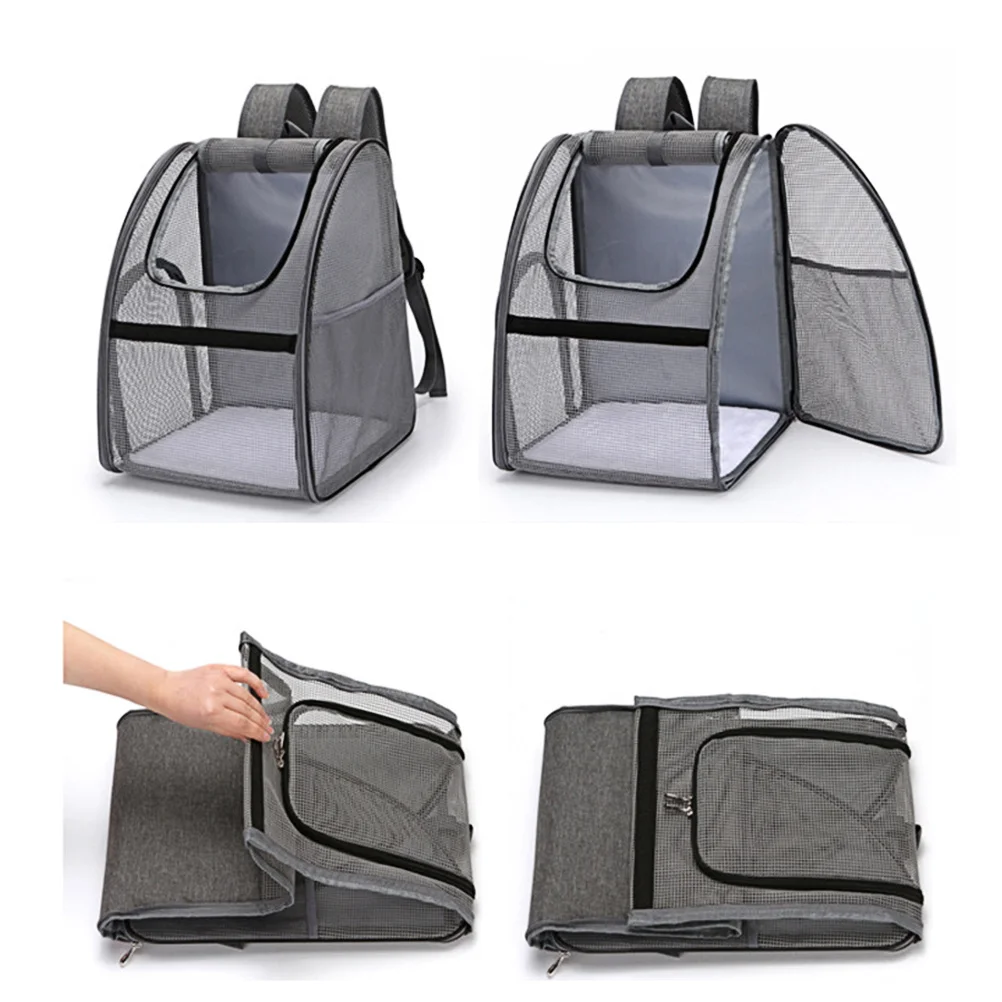 

Backpack Mesh Bag Portable Shoulder Pet Knapsack Travel Bag For Cat Dog Rollable Strap Cotton Padded