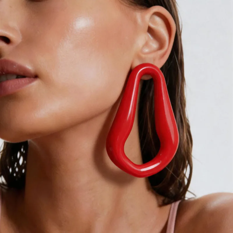 Metallic Geometric Irregular Shape Stud Earrings For Women Europe And America Personality Exaggerated Girls Travel Jewelry Gifts