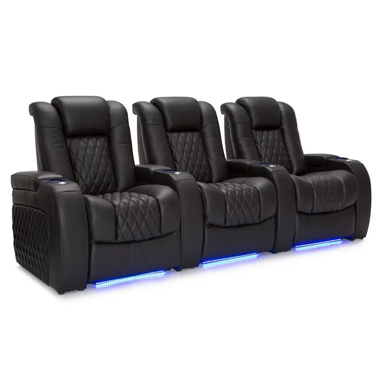 High-End Smart VIP Home Theater Recliner Genuine Leather Electric Sofa Top Cowhide Layer Customizable For Private Cinema Viewing