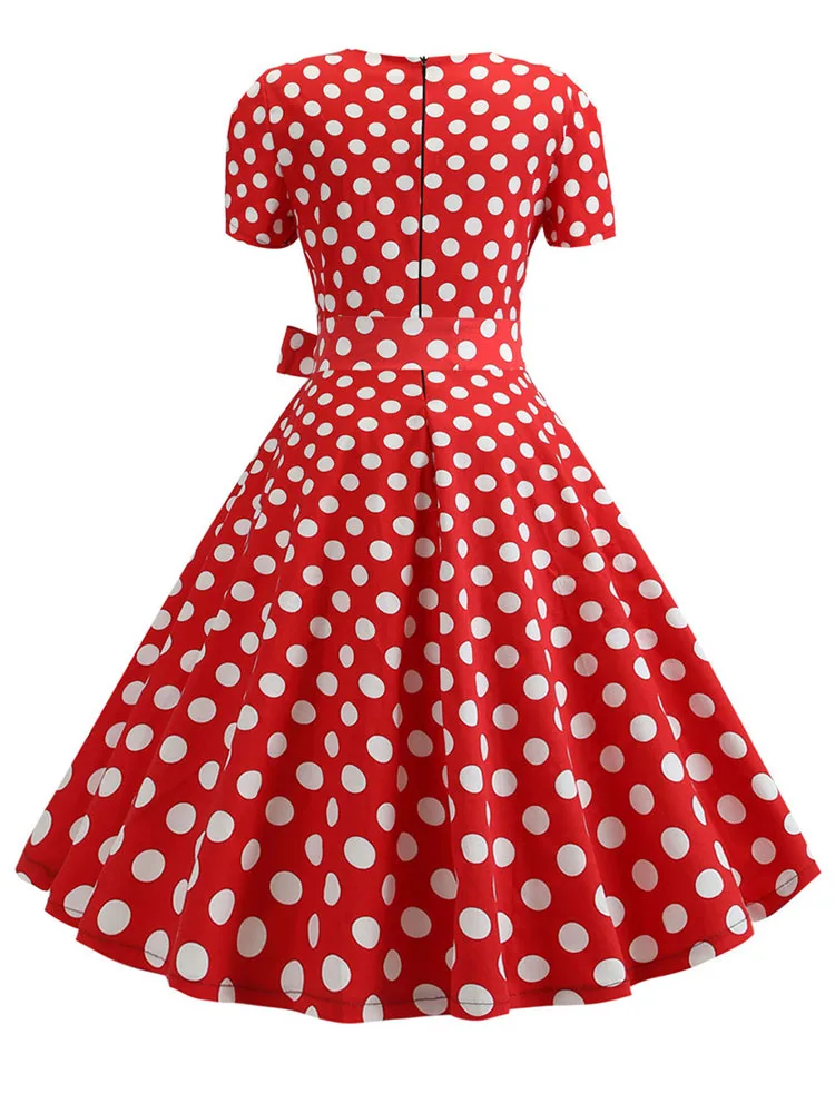 فستان نسائي صيفي متوسط الطول بياقة مربعة وأكمام قصيرة أنيق عتيق كاجوال للحفلات والعطلات #2