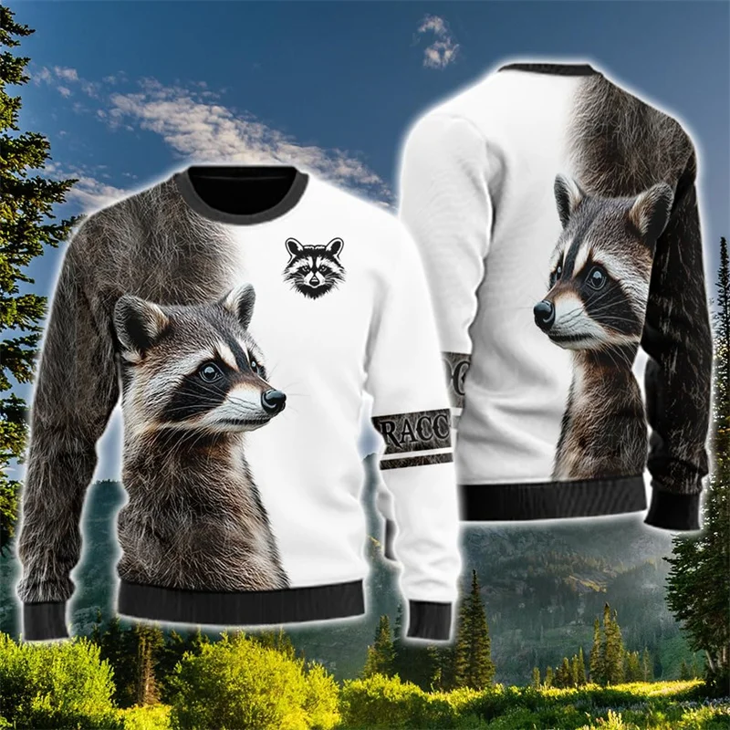 

2024 Autumn Animal Graphic Sweatshirts Fashion Tiger Eagle Wolf Raccoon Pullovers Casual Animals Sweatshirt Polyester Unisex Top