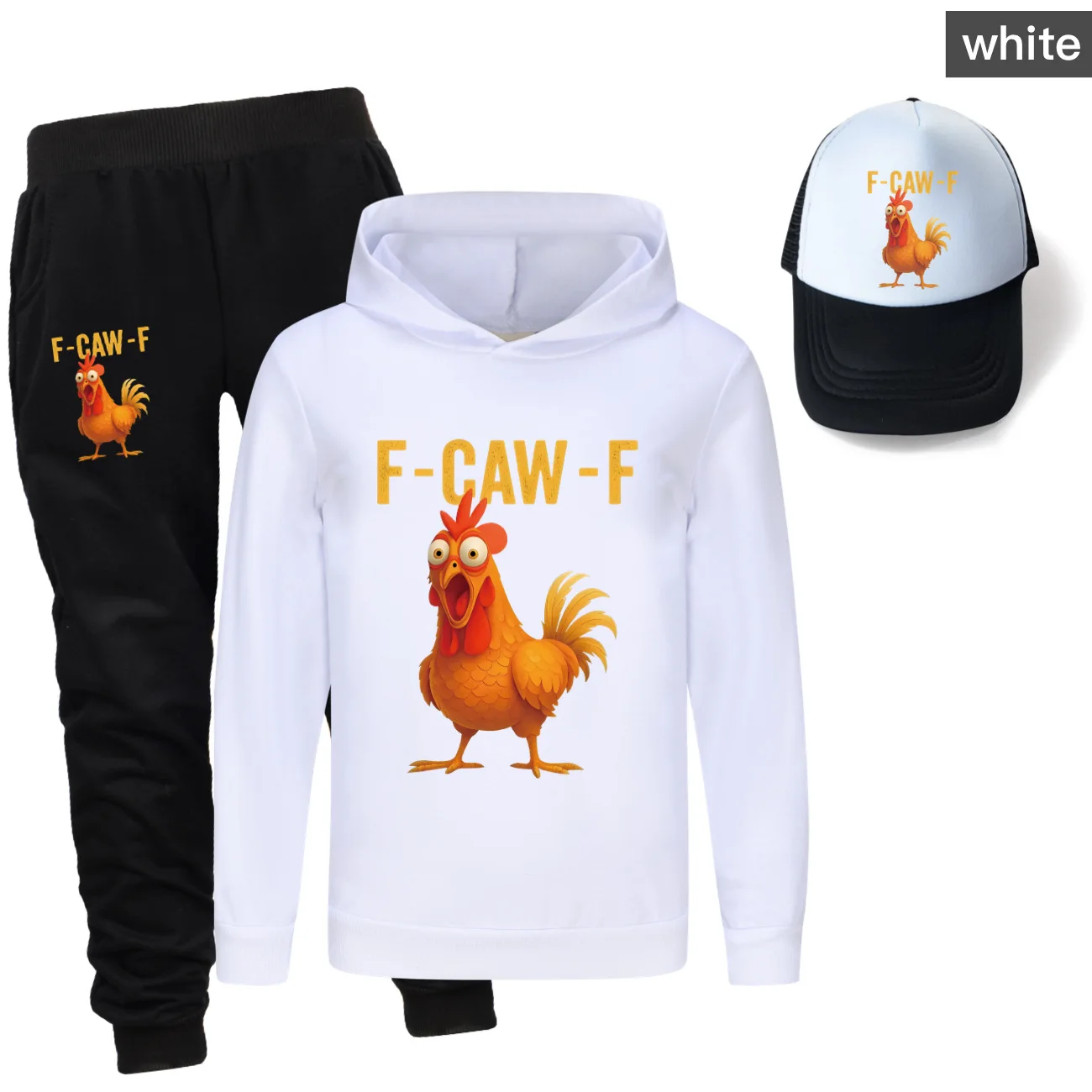 أطفال F-Caw-F مضحك الدجاج الفتيان طويلة الأكمام الأطفال ملابس رياضية هوديس بلايز + السراويل مجموعات زي عيد ميلاد البدلة + hat5057