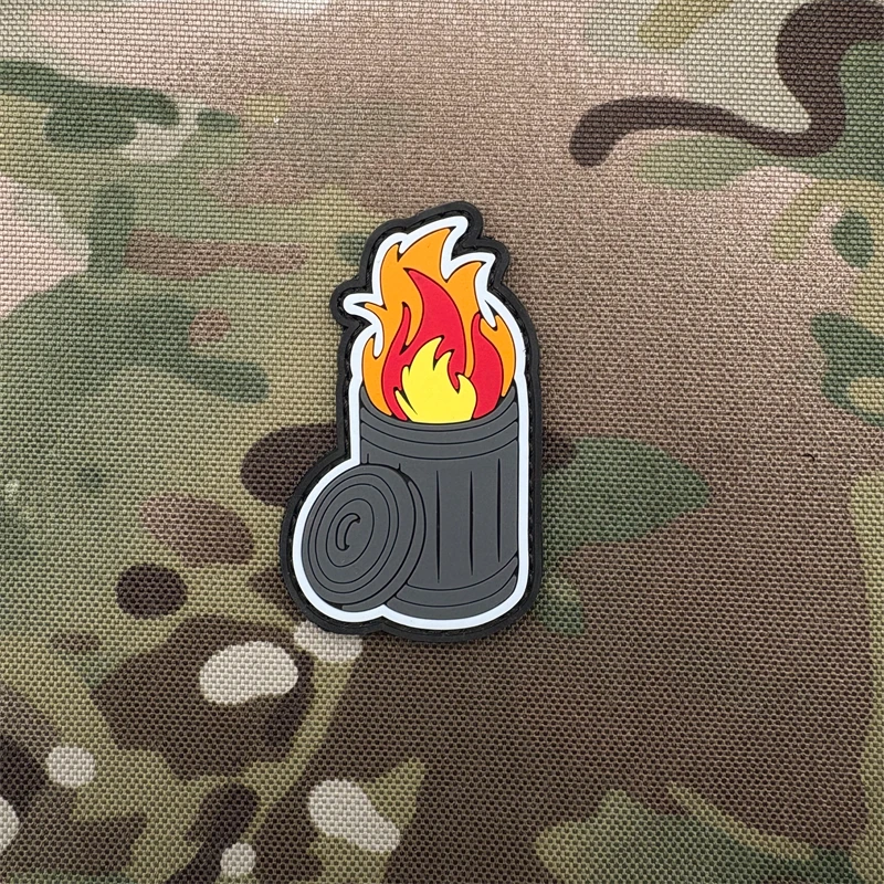 

A Trash Can Pattern Pvc Morale Patch Sticker Badge, Perfect for Use on Armbands, Backpacks, and Tactical Vests, Clothing Decoration, Embroidered Patches, Soft Rubber Patches