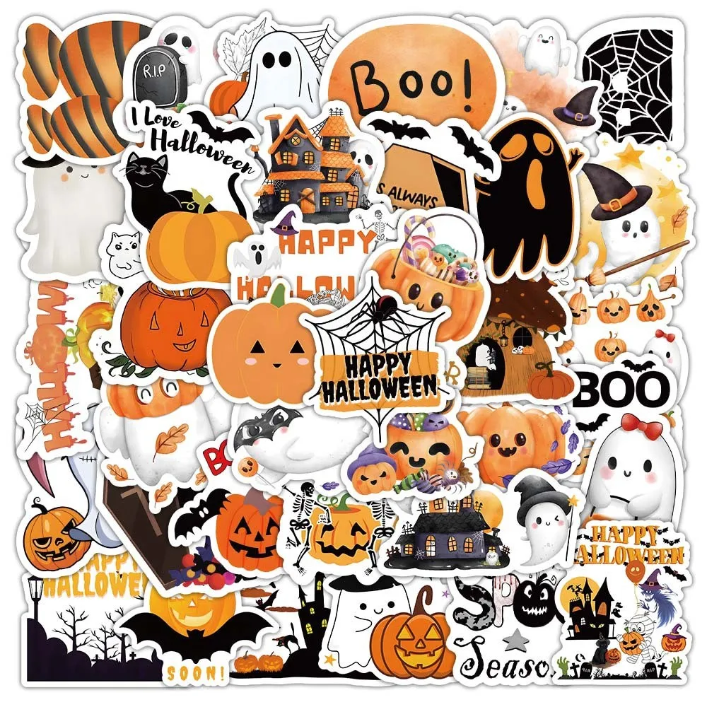 ملصقات كرتونية لمهرجان الهالوين - مجموعة كبيرة من الكتابة على الجدران المقاومة للماء لحسابات اليد وديكور حافظة الهاتف (متجر Anime Worlds)
