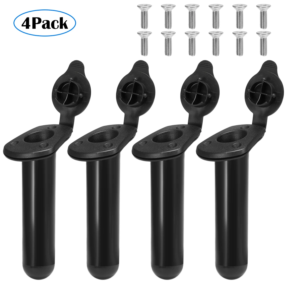 

4 PCS Kayak Fishing Rod Holders with Cap Cover Plastic Flush Mount Fishing Rod Holder Gasket Boat Fishing Tackle Accessory