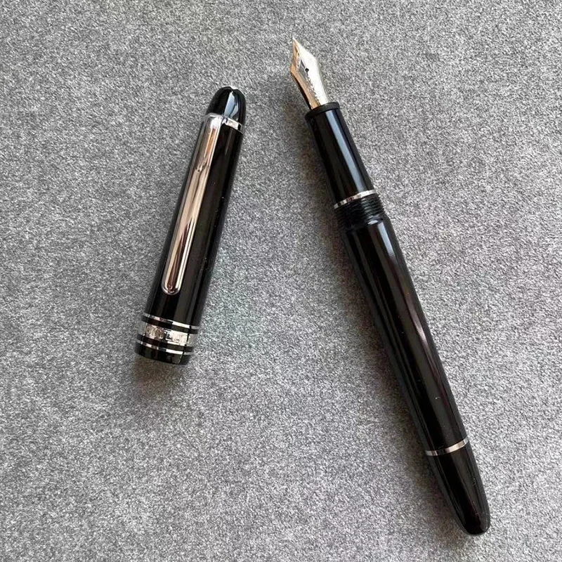 MB Luxury 145 Black Resin Rollerball Ballpoint Pen Fountain Pens Writing Office School Supplies With Serial Number Pen Case