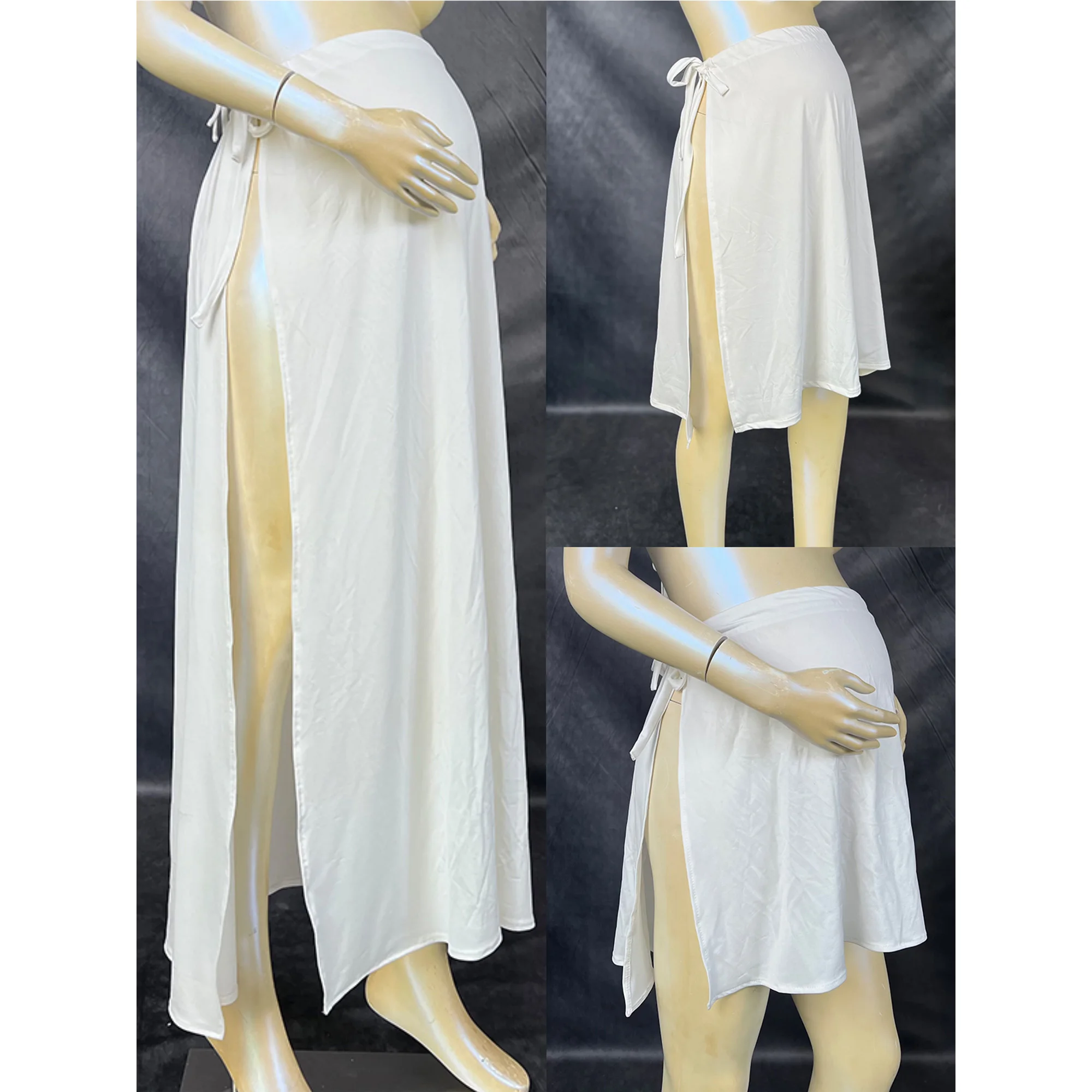 Don&Judy Cotton Maternity Photo Shoot Dress Underwear Side Slit Skirt Pregnant Women Comfortable Studio Photography Prop Clothes