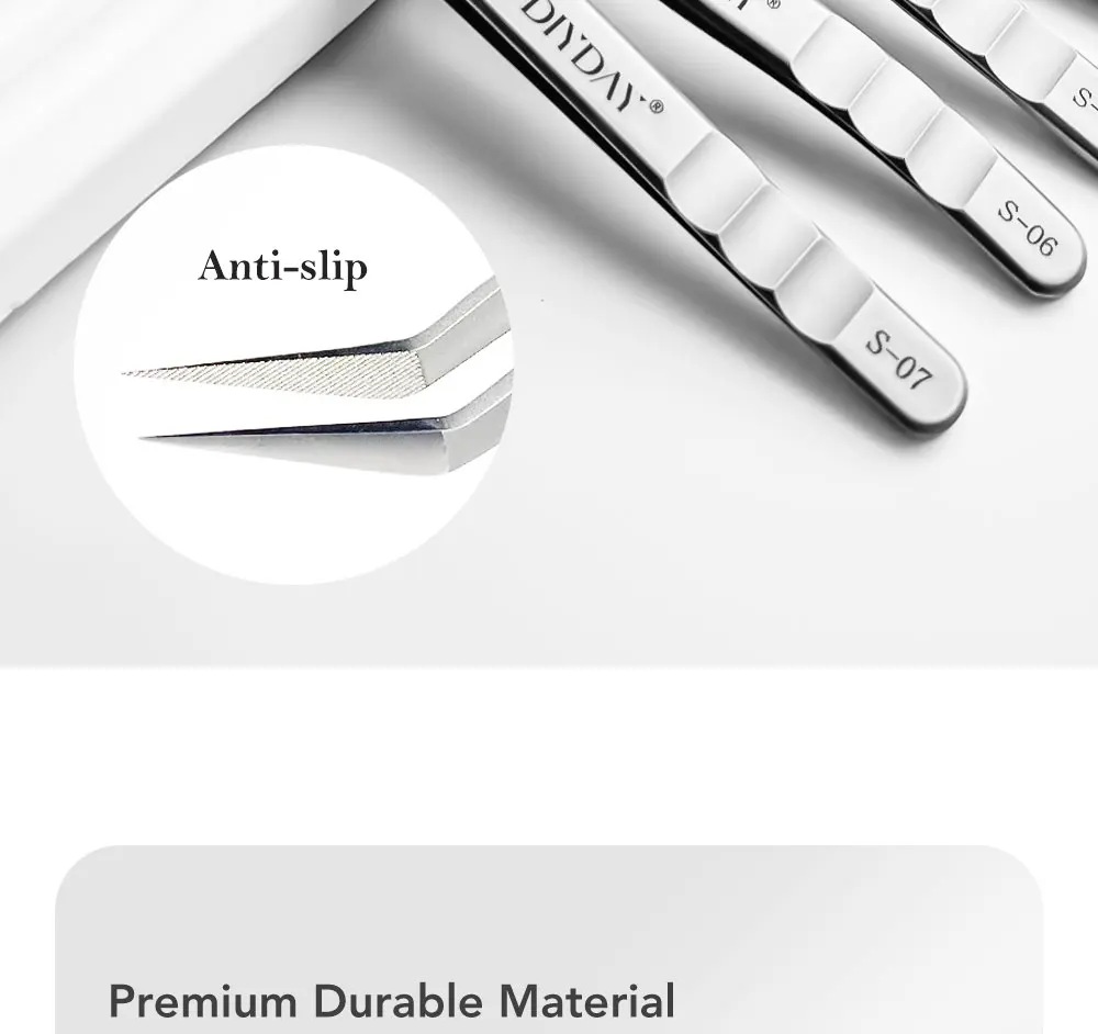 DIYDAY Wimpernverlängerungspinzette, Edelstahl, Augenbrauen-Präzisionspinzette, Faserspitze, Volumenisolierung, Wimpernverlängerungspinzette – Detail 2