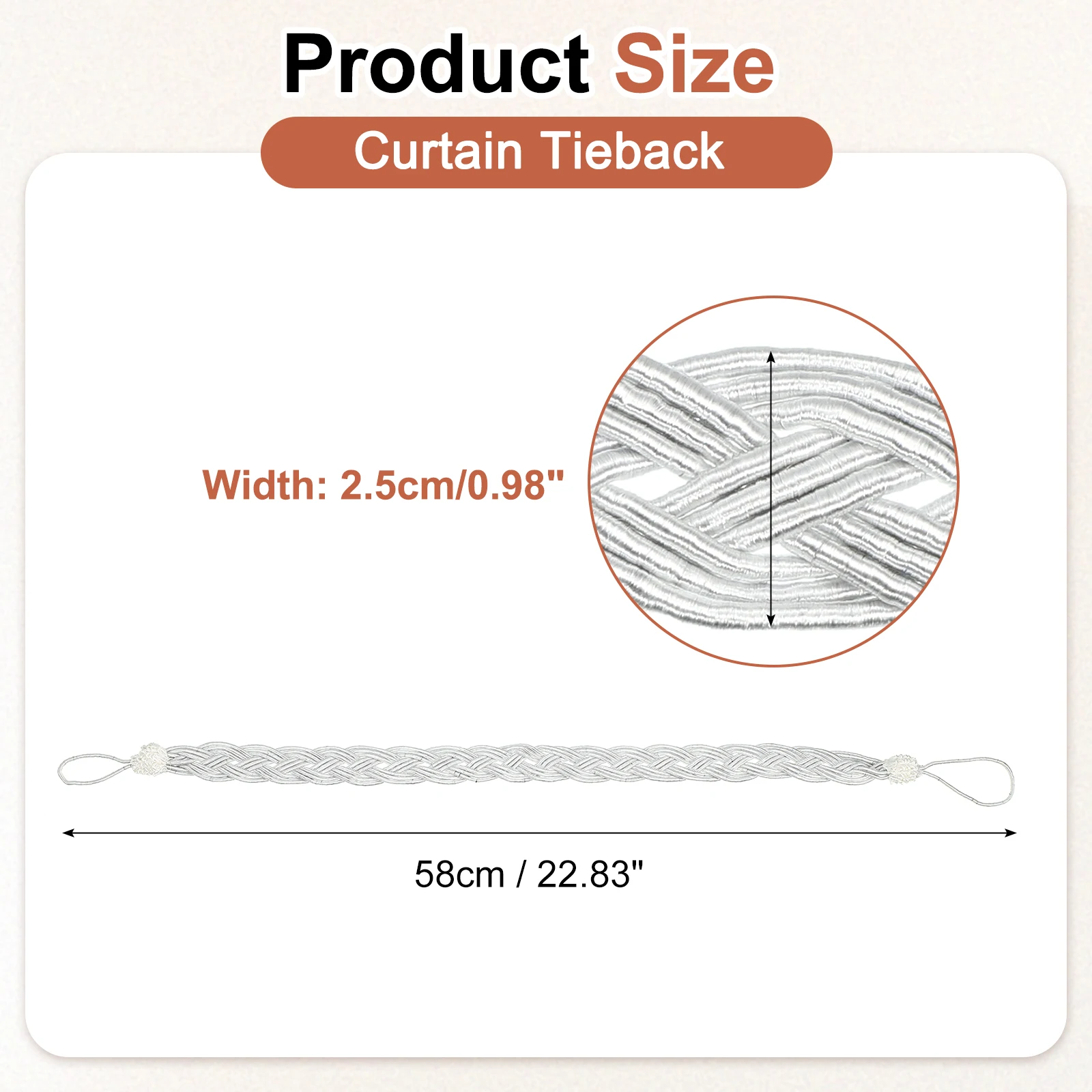 2/4/6 Sets Curtain Tiebacks, 58cm/23