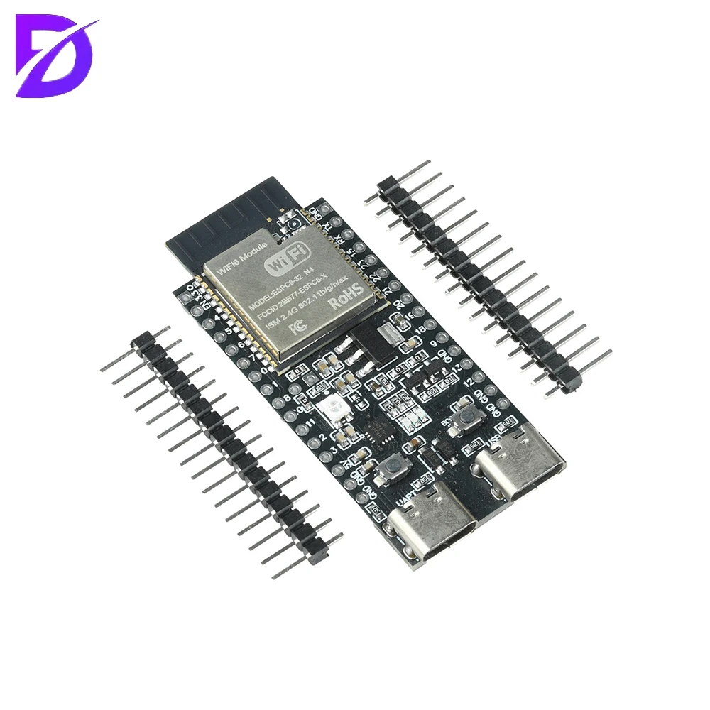 ESP32-C6 Development Board WiFi 6 Bluetooth 5 RISC-V MCU Dual Type-C Interface for IoT Smart Home and Industrial Applications