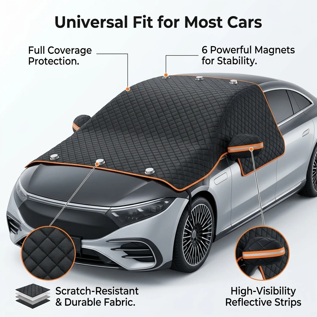 Windshield Snow Cover Magnetic Thickened Oxford Cloth Universal Car Sun Shade Ice Frost Guard with Mirror Covers