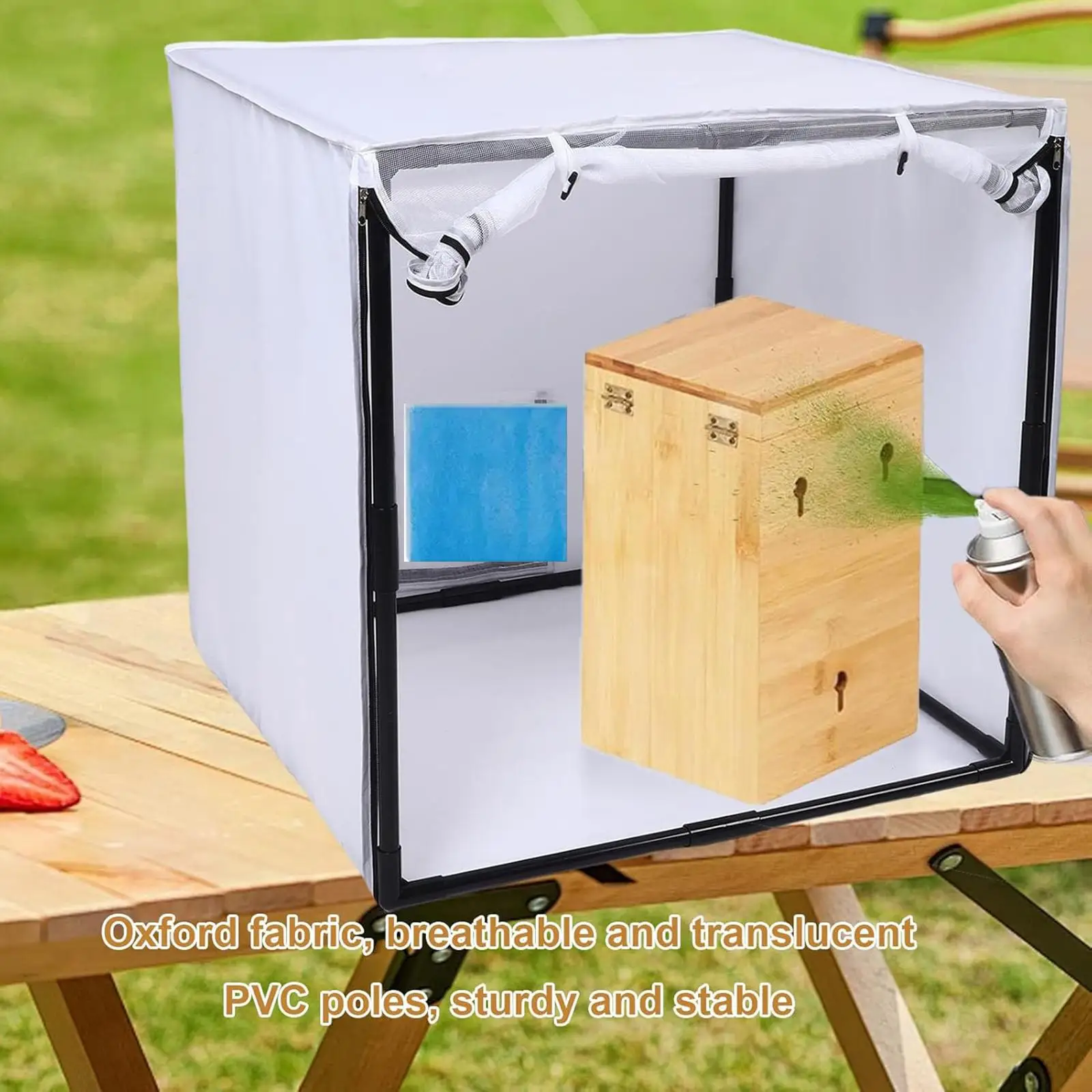 DIY Project Model Paint Booth Easy to Assemble Portable Spray Tent with Curtain for Miniature Crafts