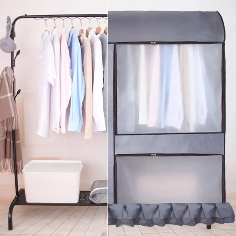 Clear Wardrobe Dust Cover Oxford Cloth Clothes Rack Cover Rack Clothing Protector Moisture Waterproof Hanging Garment Suit Bag