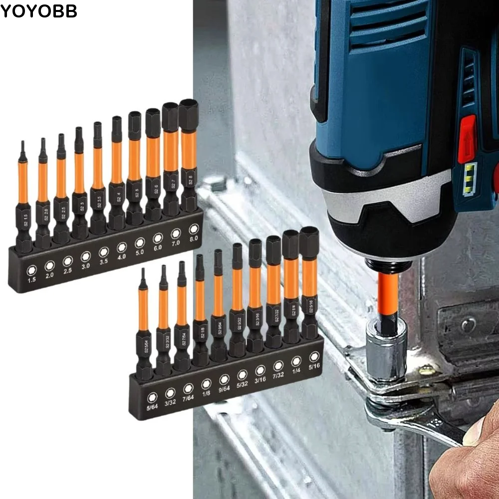 

1/4inch Impact Hex Head Hex Shanks Length 50mm Allen Wrench Drill Bit Quick Change Sae and Metric Magnetic Screwdriver