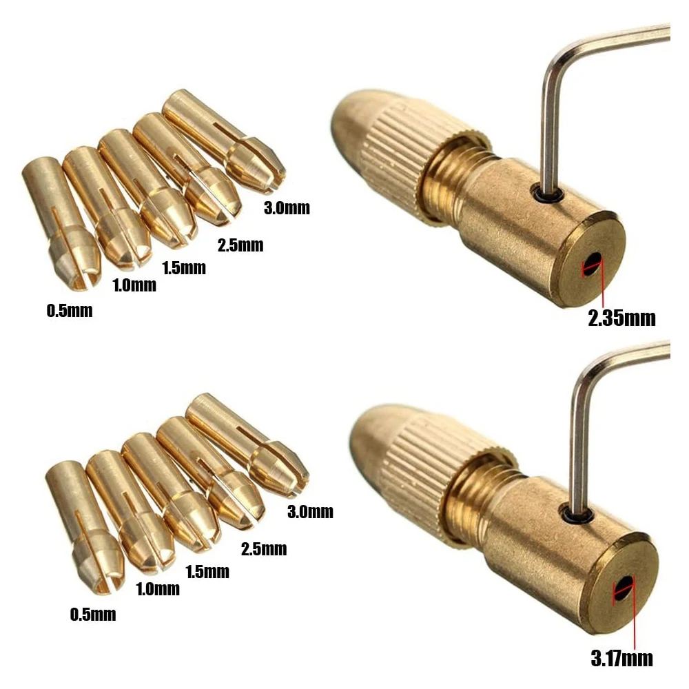 Portabrocas eléctrico pequeño de cobre, juego de Portabrocas de Micro Torque, molino eléctrico, llave Hexagonal, 14, 0,5-3mm