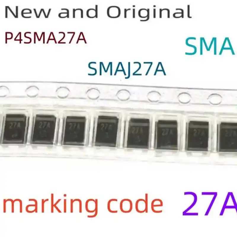 

SMAJ27A P4SMA27A SMA 400W 200V Surface Mount Transient Voltage Suppressor marking code 27A
