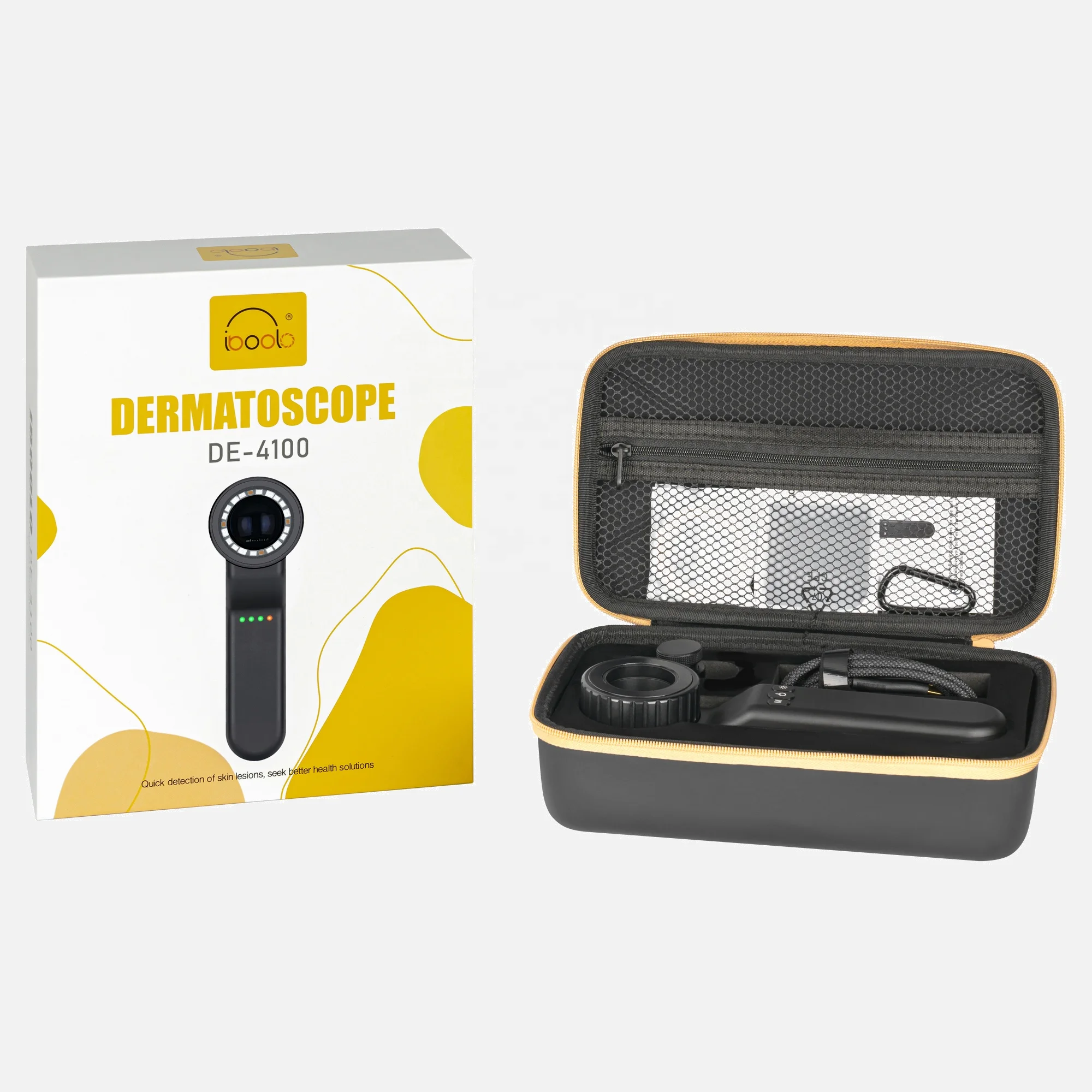 IBOOLO DE-4100 Handheld Medical Dermatoscope Dermascope Dermoscopy with Metal Material Manual Power Source CE Certifieddo