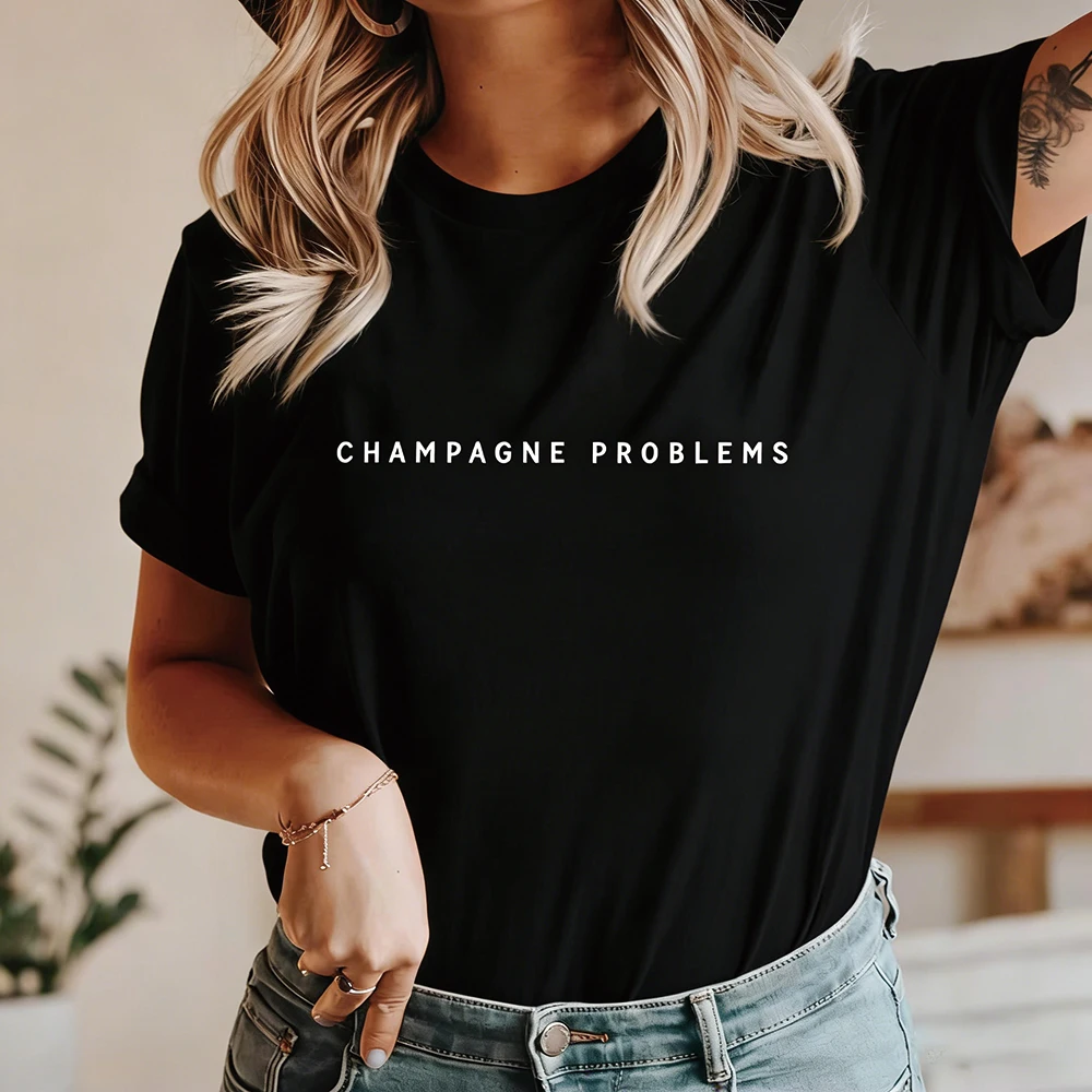 Champagne Problems T-shirt Harajuku Evermore Shirts Music Shirts Y2k Graphic T Shirts Women Vintage Short Sleeves Tops
