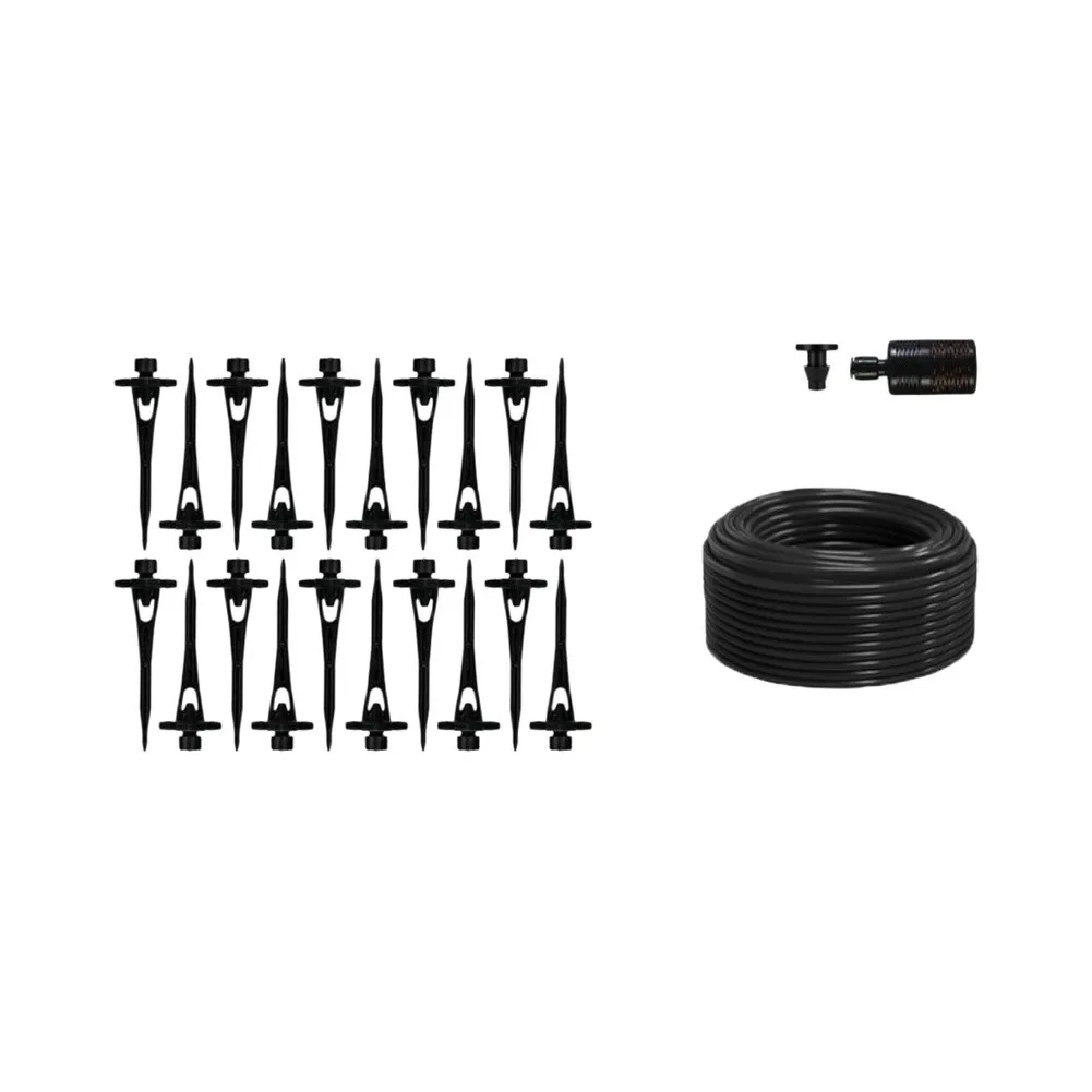 Plant Drip Irrigation Device with 15m 20m Black PVC Tubing Set and Adjustable Water Volume for Efficient Garden Use