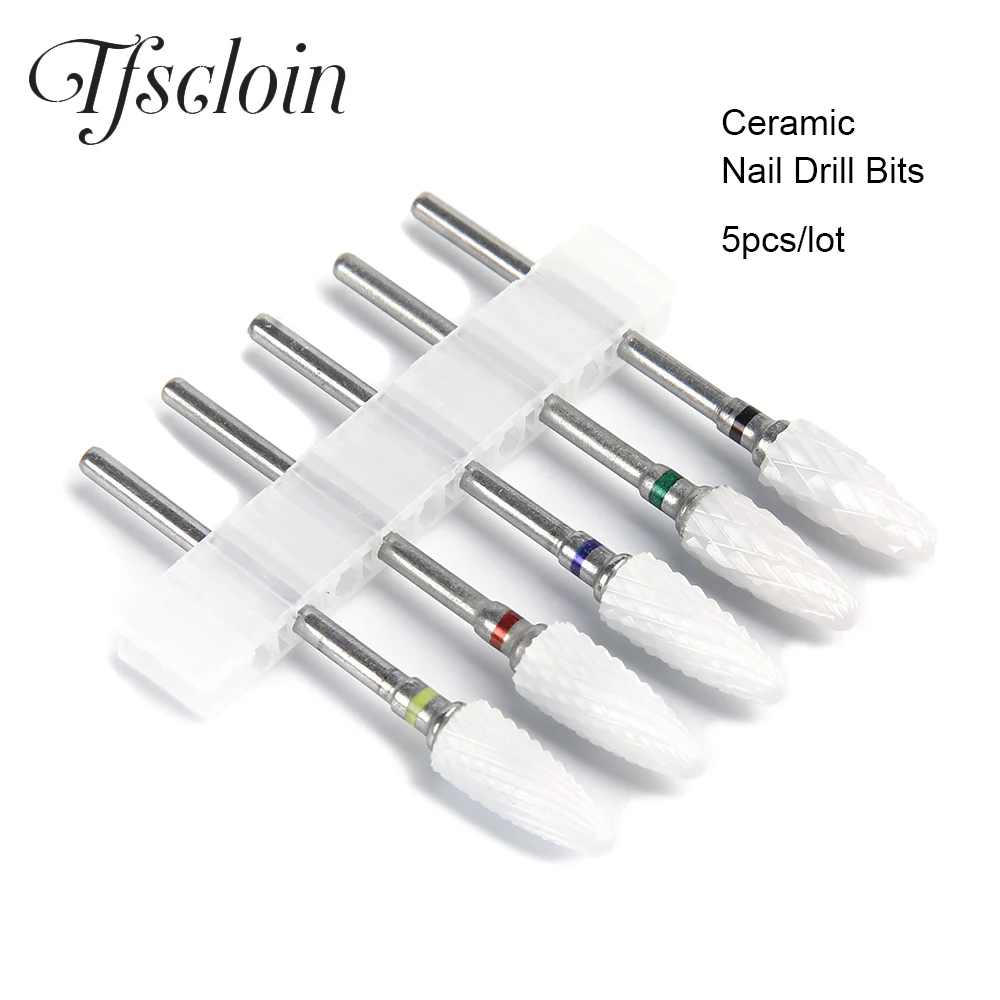 Broca de cerámica para uñas, removedor de Gel rotativo para cutículas, fresas para taladro eléctrico, accesorios de herramientas para decoración de uñas, 5 uds.