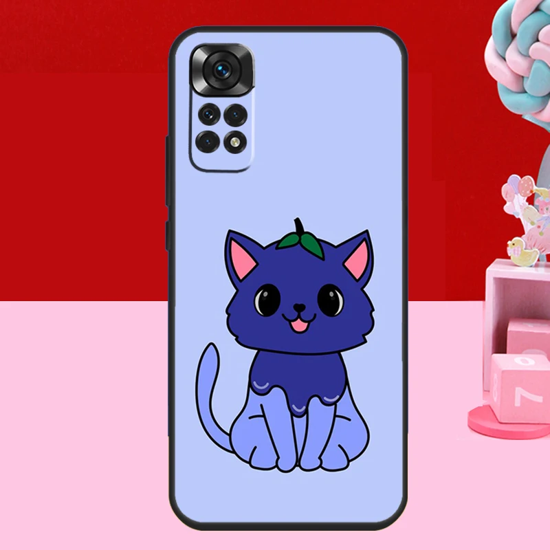 Cute Kawaii Blueberry Cat Case For Xiaomi Redmi Note 12 Pro Plus Turbo 8 9 10 11 Pro 9S 10S 11S 12S 9C 10C 12C Cover