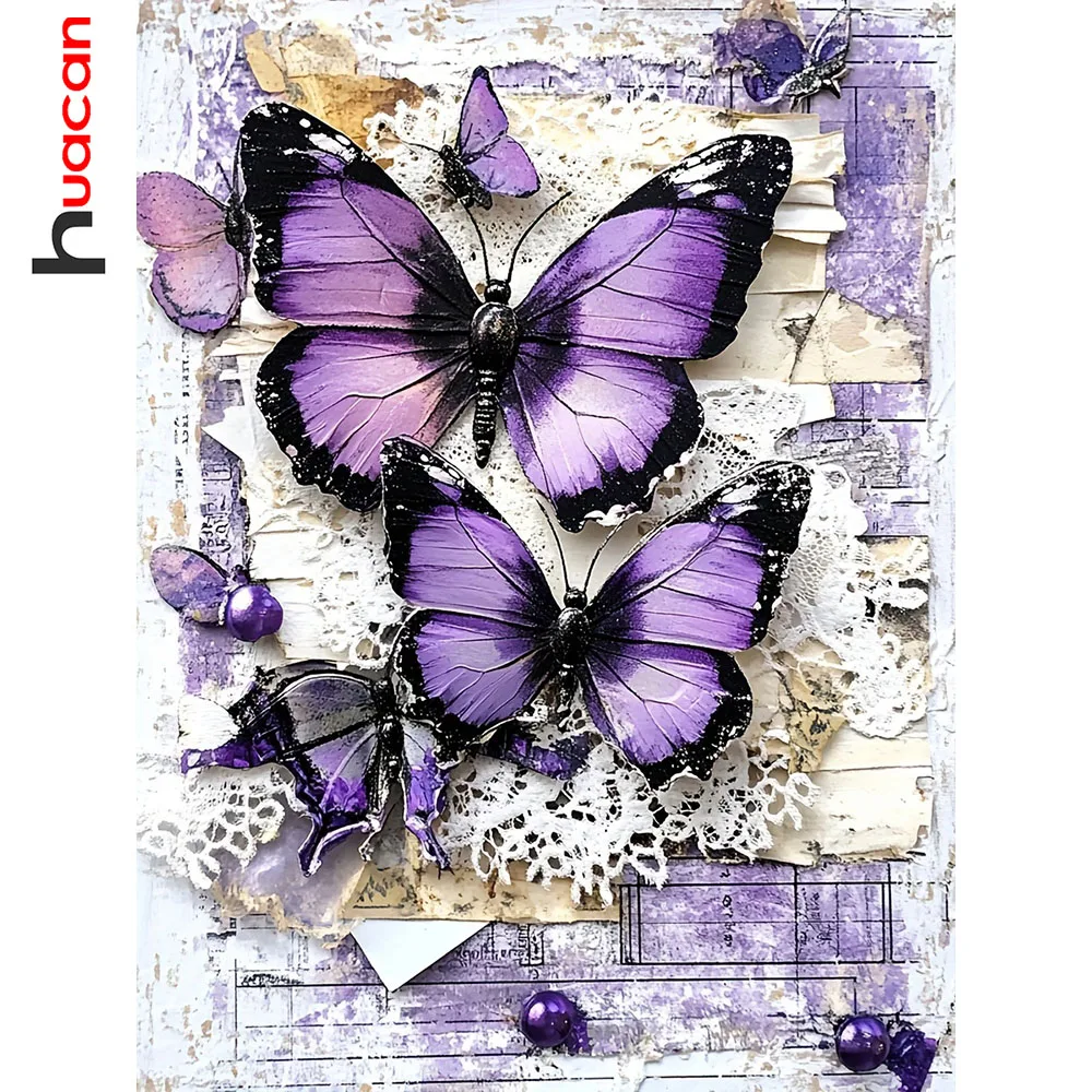 Huacan Schmetterling 5D Diamant Malerei handgemachtes Geschenk voll quadratisch rund Diamant Mosaik Dekoration Stickerei Set