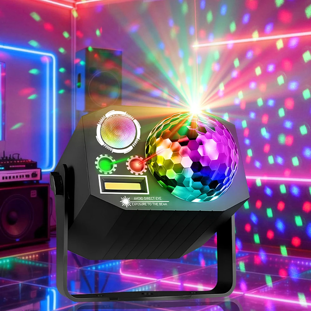 

4IN1 Effect Disco Ball Light Mini LED Wash Lights LED Stage Strobe Lighting With Remote Control Lazer Light Projector for DJ Bar